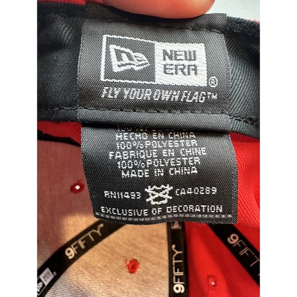 CLEVELAND INDIANS(GUARDIANS) NEW ERA 9/FIFTY HAT/CAP SNAP BACK RED/WHITE STITCH - Picture 6 of 6